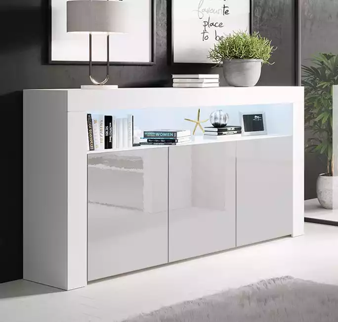 Credenza modello Aker colore bianco e grigio (155x91,5x37cm)