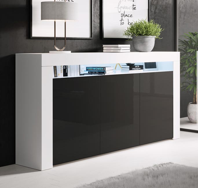 Credenza color legno scuro e nero TIFTON