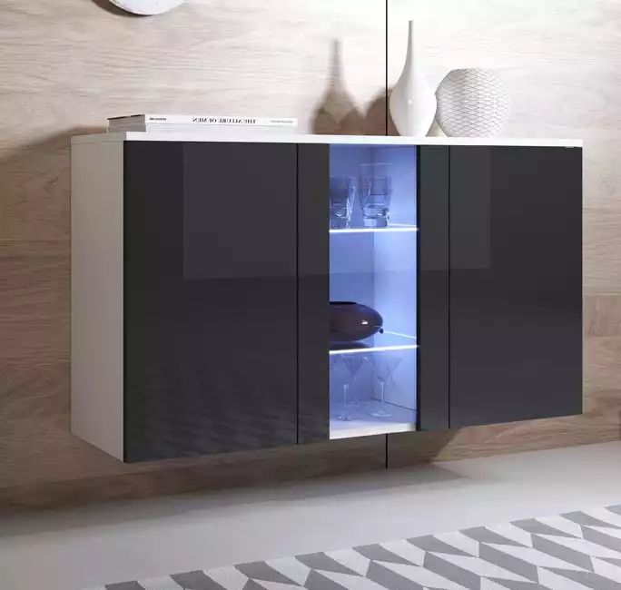 Madia moderna modello Luke A1 colore bianco e nero (120x70x40cm)