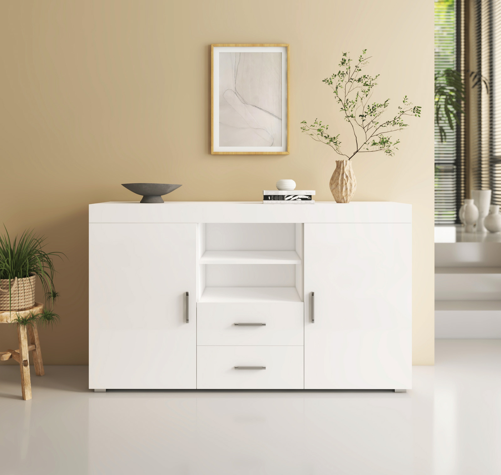 Credenza modello Roque colore bianco (140x80x40cm)