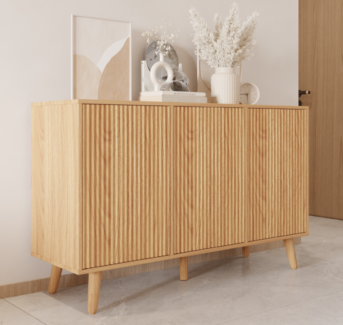 Credenza colore Rovere Alba 120 cm con ante scanalate Renzo