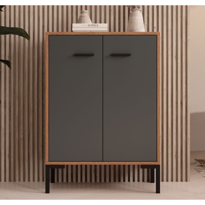 Credenza piccola colore Noce Ambar e Grigio 84 cm Lander L15