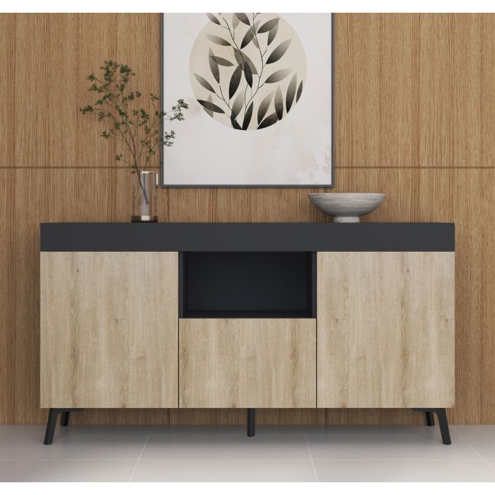 credenza-kai-in-colore-nero-e-sonoma-opaco-130-cm