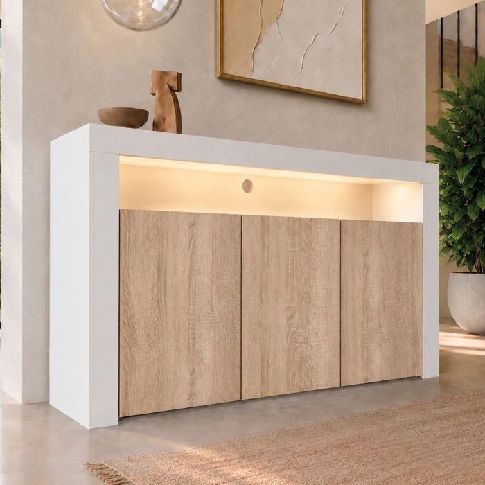 Credenza modello Aker colore bianco e sonoma opaco