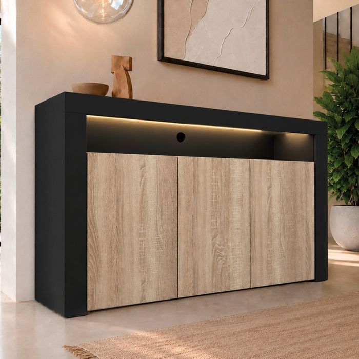 Credenza modello Aker colore nero e sonoma opaco