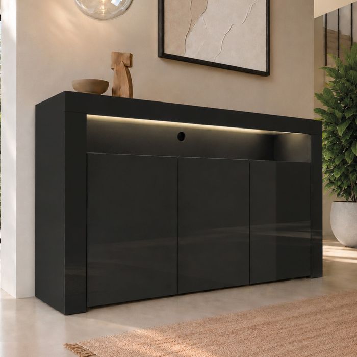 Credenza modello Aker colore nero lucido (155x91,5x37cm)