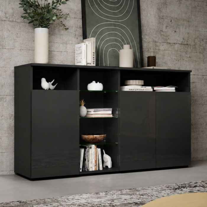 Credenza modello Clark L colore nero (150x82x40cm)