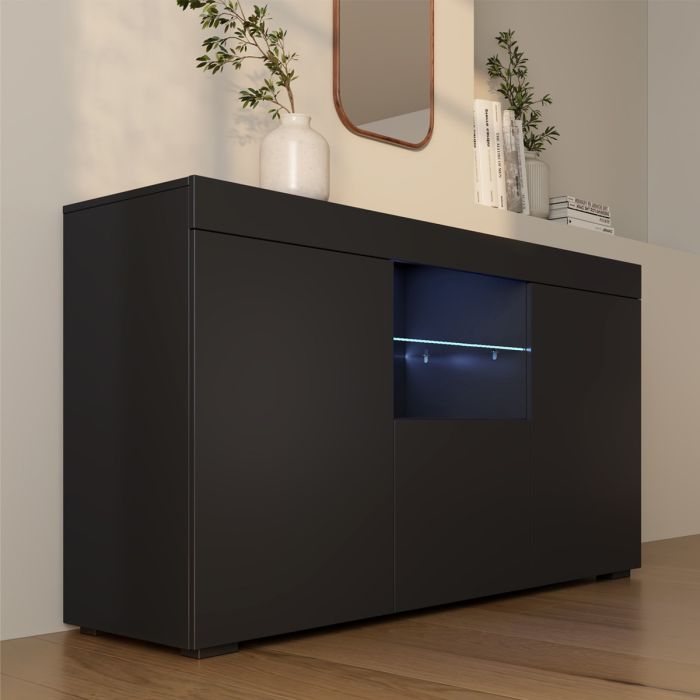 Credenza modello Natolia colore nero opaco 150 x 83 cm.