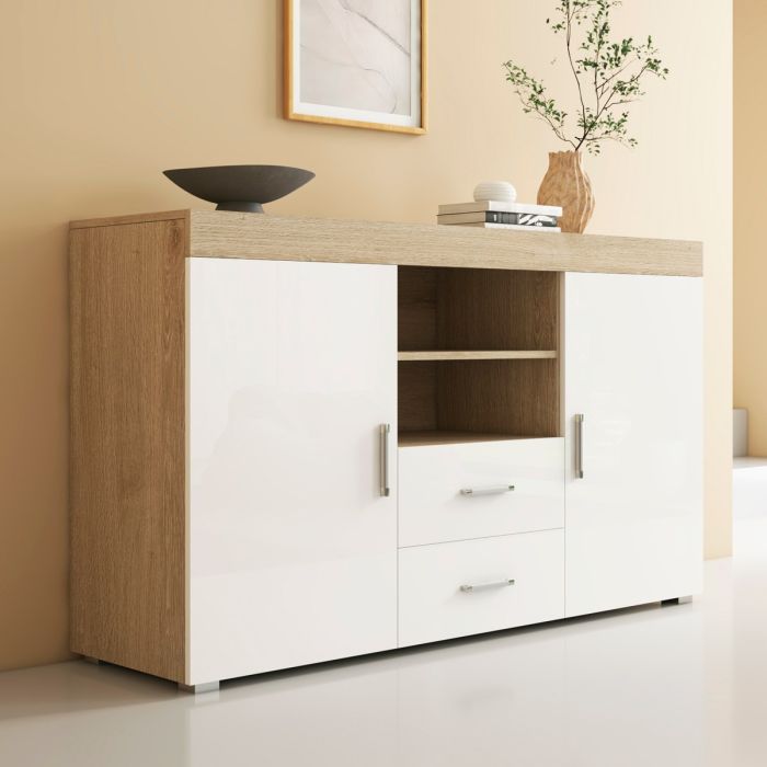 Credenza modello Roque colore sonoma e bianco (140x80x40cm)