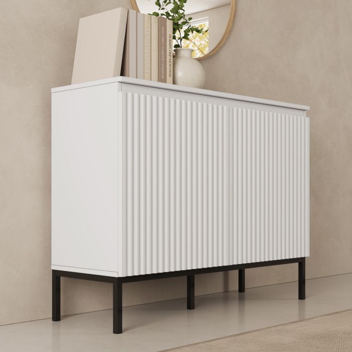 Credenza scanalata modello Logan 2 ante colore Bianco