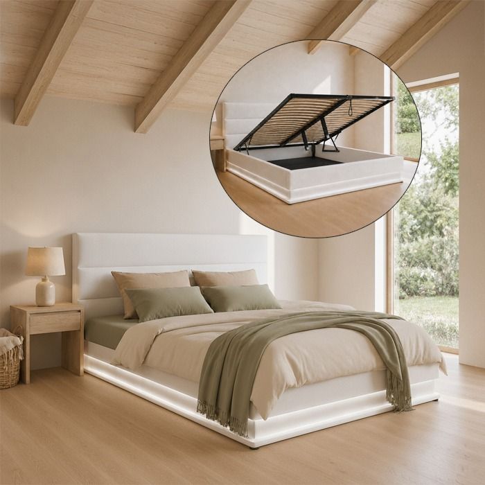 Letto contenitore di design Nitas in colore bianco (150X190cm)
