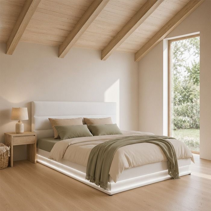 Letto contenitore di disegno Nitas in colore bianco con materasso (160x200cm)