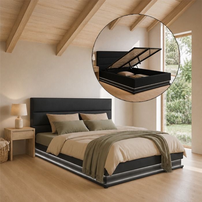 Letto contenitore di design Nitas in colore nero (150X190cm)
