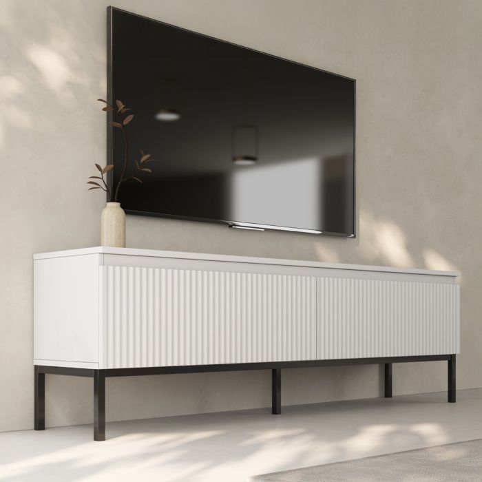 Mobile TV scanalato modello Logan colore Bianco