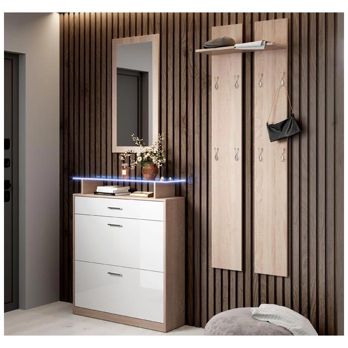 set_da_ingresso_con_specchio_e_attaccapanni_paola_sonoma_bianco