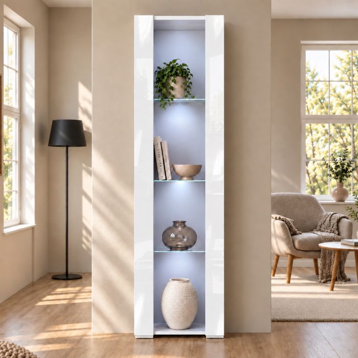 Vetrina Bianca 40x170 cm con piedini 2 cm Nora V5
