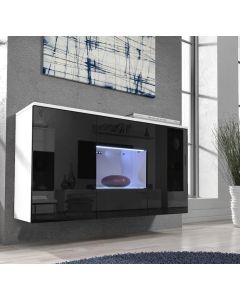Credenza Nora A2 in colore bianco con nero (120x70x40cm)