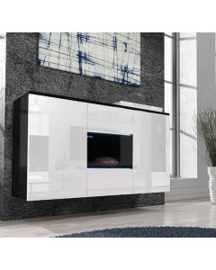 Credenza Nora A2 in colore nero con bianco (120x70x40cm)