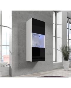 Vetrina pensile verticale Nora V3 (40x126cm) bianco e nero