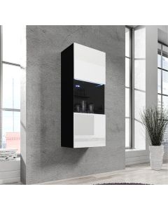 Vetrina pensile verticale Nora V3 (40x126cm) nero e bianco
