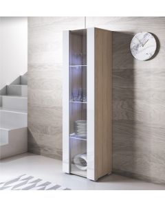Vetrina modello Luke V5 (40x167cm) colore sonoma e bianco con piedini standard 