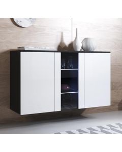 Madia moderna modello Luke A1 colore nero e bianco (120x70x40cm)