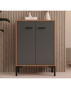 Credenza piccola colore Noce Ambar e Grigio 84 cm Lander L15