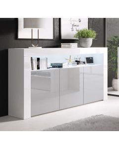 Credenza modello Aker colore bianco e grigio lucido (155x91,5x37cm)