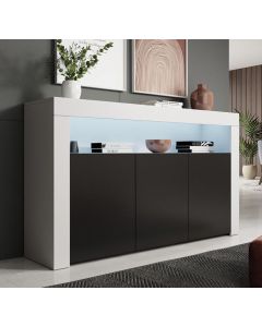 Credenza modello Aker colore bianco e nero opaco