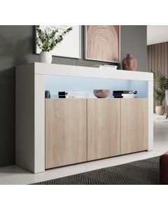 Credenza modello Aker colore bianco e sonoma opaco