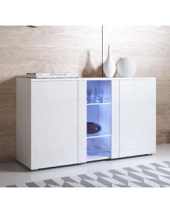 Madia moderna modello Luke A1 colore bianco con piedini standard (120x72x40cm)