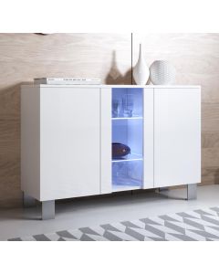 Madia moderna modello Luke A1 colore bianco con piedini in alluminio (120x82x40cm)