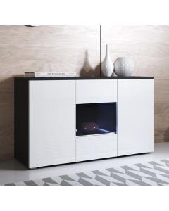 Credenza modello Luke A2 colore nero e bianco con piedini standard (120x72x40cm)