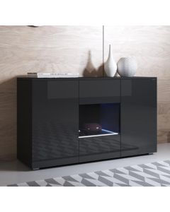 Credenza modello Luke A2 colore nero con piedini standard (120x72x40cm)