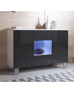 Credenza modello Luke A2 colore bianco e nero con piedini in alluminio (120x82x40cm)
