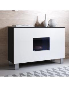 Credenza modello Luke A2 colore nero e bianco con piedini in alluminio (120x82x40cm)