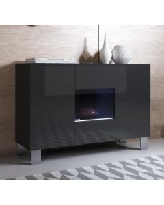 Credenza modello Luke A2 colore nero con piedini in alluminio (120x82x40cm)