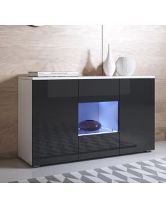 Credenza modello Luke A2 colore bianco e nero con piedini standard (120x72x40cm)