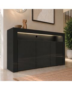 Credenza modello Aker colore nero lucido (155x91,5x37cm)