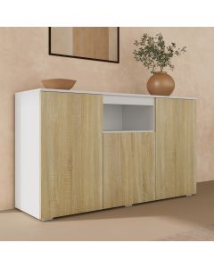 Credenza modello Nevada colore bianco e sonoma (140x80x40cm)
