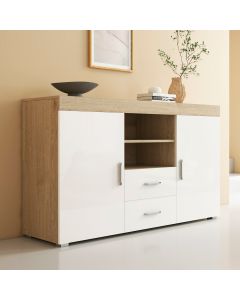 Credenza modello Roque colore sonoma e bianco (140x80x40cm)