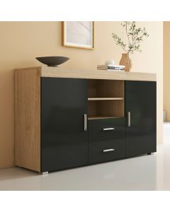 Credenza modello Roque colore sonoma e nero (140x80x40cm)
