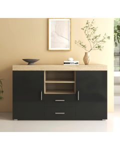 Credenza modello Roque colore sonoma e nero (140x80x40cm)