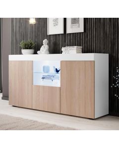 Credenza modello Natolia colore bianco e sonoma opaco 150 x 83 cm.