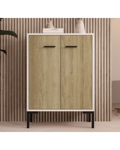 Credenza piccola Bianco e Sonoma 84 cm Lander L15