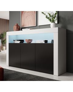 Credenza modello Rialta colore bianco e nero opaco (155x91,5x37cm)