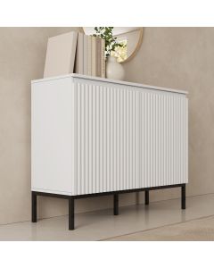 Credenza scanalata modello Logan 2 ante colore Bianco