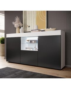 Credenza modello Sefora colore bianco e nero opaco (135x73x34cm)