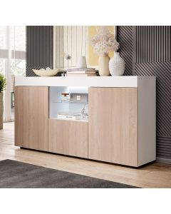 Credenza modello Sefora colore bianco e sonoma (135x73x34cm)