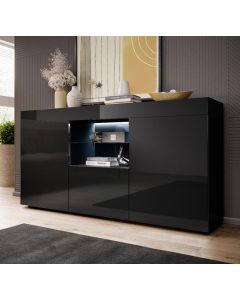 Credenza Nera Lucida modello Sefora (135x73x34cm)